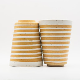 Handmade ceramic white spiral tumblers