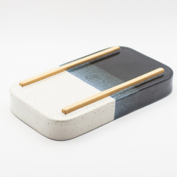 Bottom of Handmade Black and White Ceramic Tray