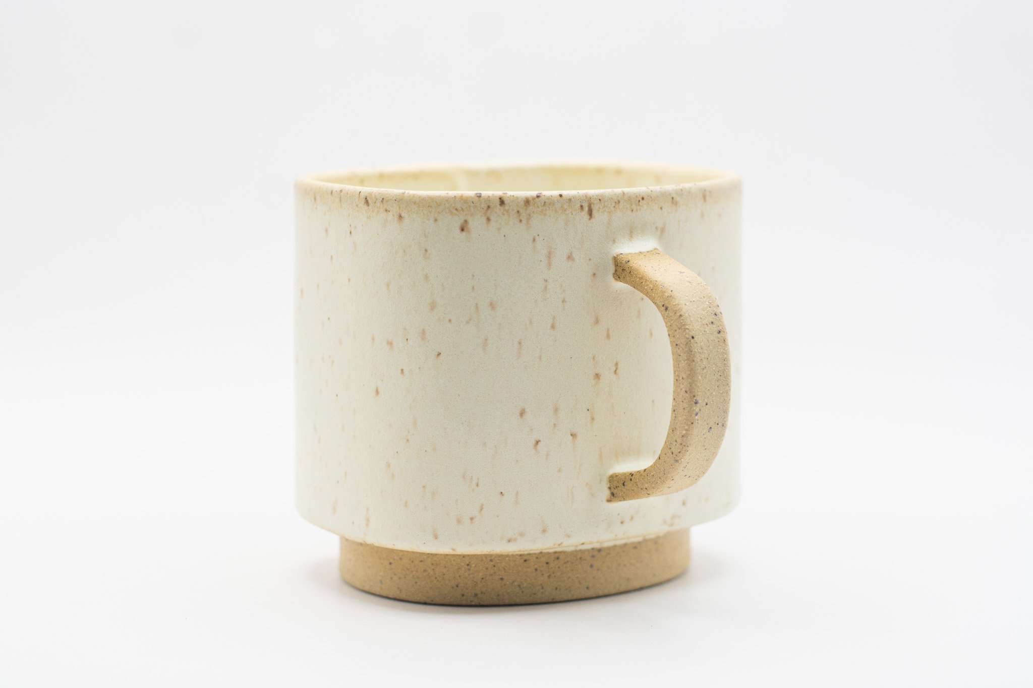 Handmade ceramic mug with rounded rectangular form